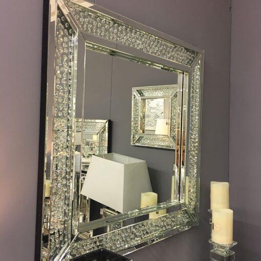Floating Crystal Rectangle Wall Mirror Large