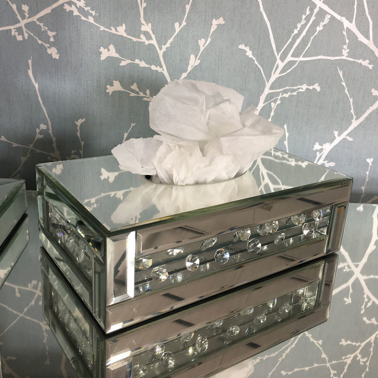 Floating Crystal Standard Mirrored Tissue Box Cover Picture Perfect Home