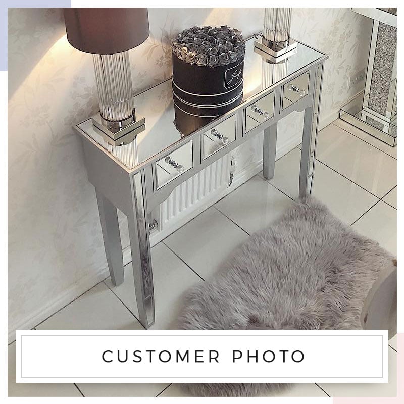 Georgia Mirrored 4 Drawer Console Table, Mirrored Sofa Table In Silver