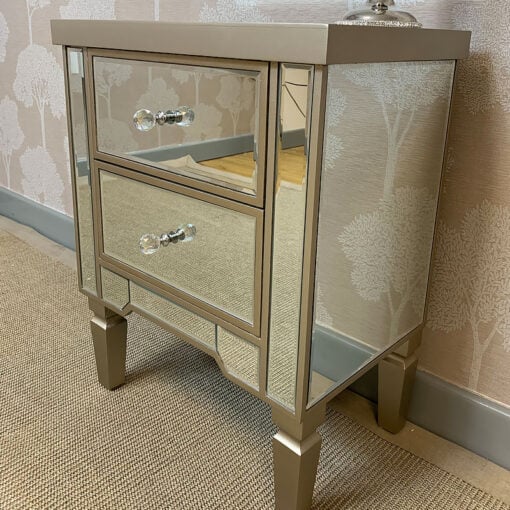 Georgia Champagne Luxe Mirrored 2 Drawer Bedside Cabinet