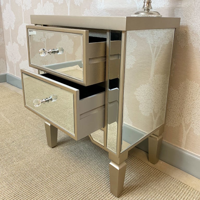 Champagne Luxe Mirrored 2 Drawer Bedside Picture