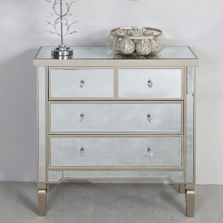 Georgia Luxe Set Champagne Mirrored 4 Drawer Chest And 2 Bedside   Georgia Champagne Luxe Mirrored 4 Drawer Bedroom Chest Of Drawers 7 768x768 