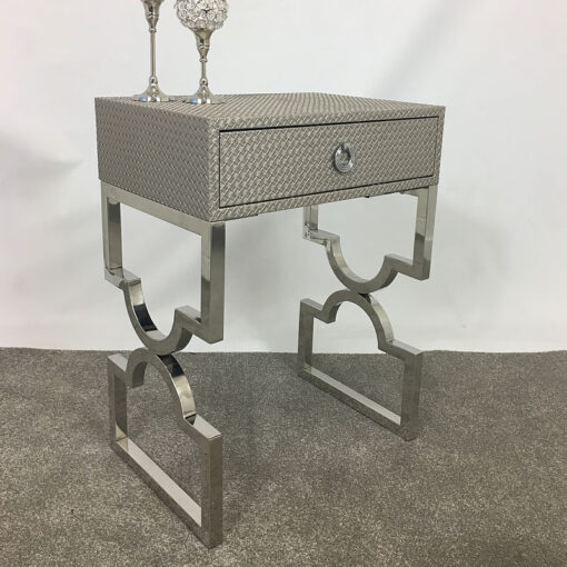 Light Taupe Basket Weave End Table