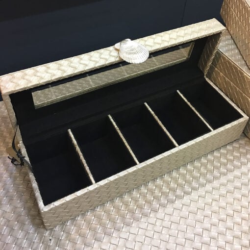 Light Taupe Basket Weave Storage Box