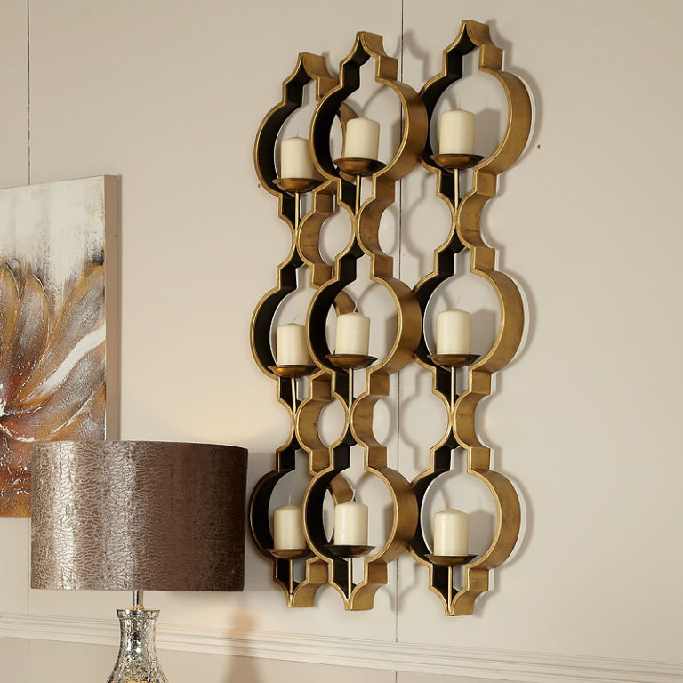 Sahara Marrakech Moroccan Gold 9 Tealight Wall Sconce | Picture Perfect ...