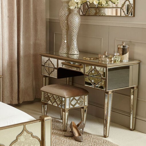 Sahara Marrakech Moroccan Gold Mirrored Dressing Console Table