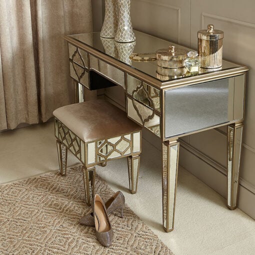 Sahara Marrakech Moroccan Gold Mirrored Dressing Console Table