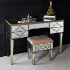Sahara Marrakech Moroccan Gold Mirrored 3 Drawer Console Table