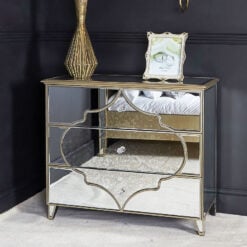 Sahara Marrakech Moroccan Gold Mirrored Large 3 Drawer Chest
