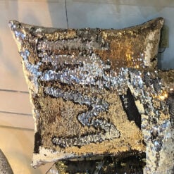 Silver & Rose Gold Mermaid Sequin Cushion Large