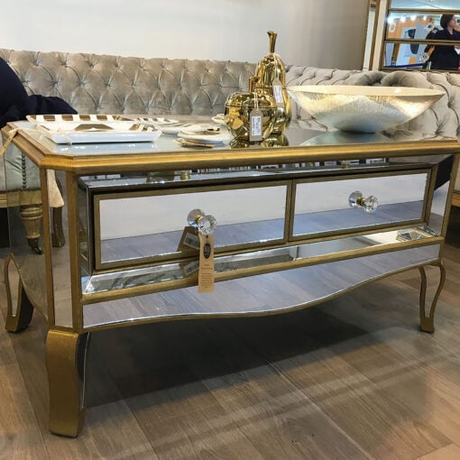 Venetian Gold 2 Drawer Mirrored Coffee Table