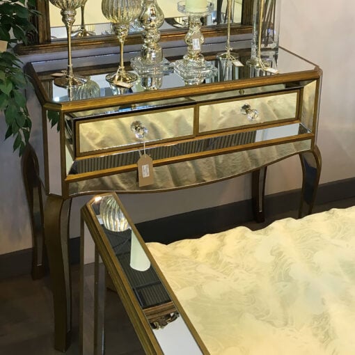 Venetian Gold 2 Drawer Mirrored Console Table