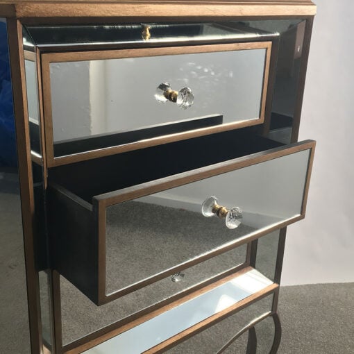 Venetian Gold 3 Drawer Mirrored Bedside Cabinet
