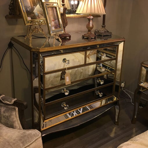 Venetian Gold Large Mirrored Chest of Drawers