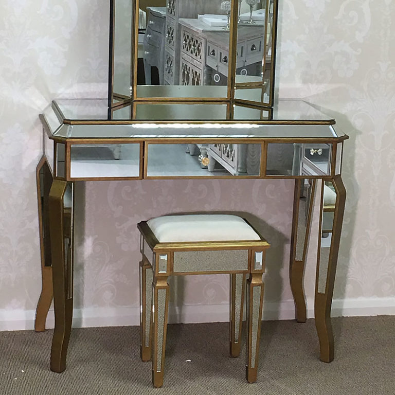 Gold Single Drawer Mirrored Dressing Table Picture Perfect Home