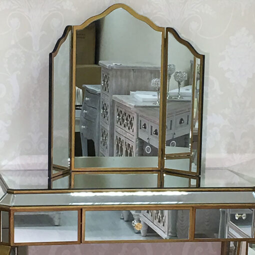 Venetian Gold Tri-Folding Vanity Mirror