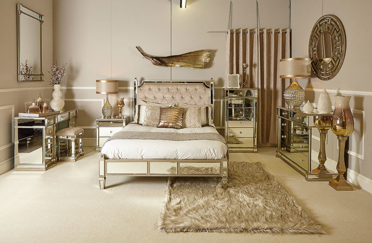 Athens Gold Mirrored TV Entertainment Stand Large Picture Perfect Home