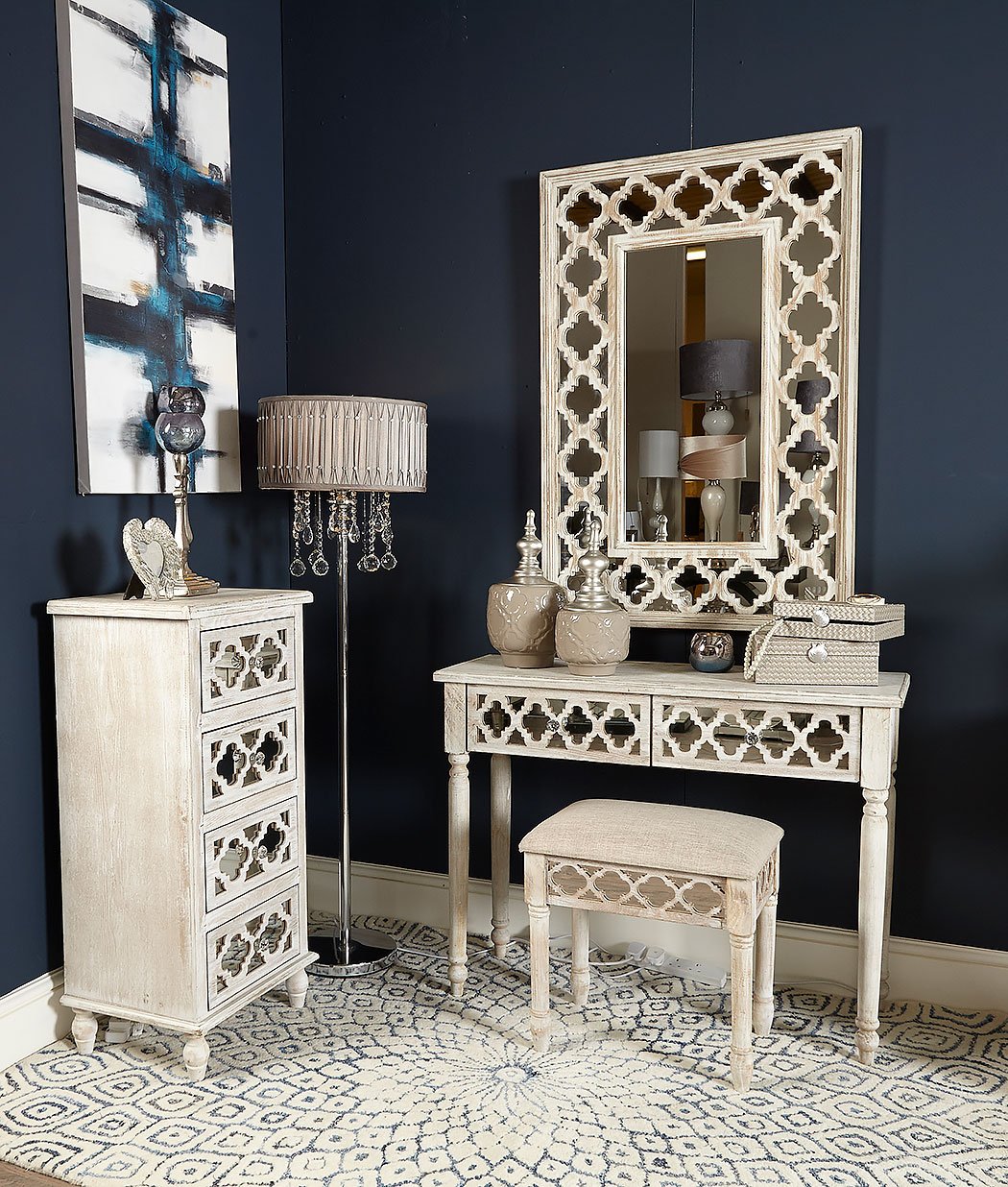 Hampton Mirrored 4 Drawer Cabinet