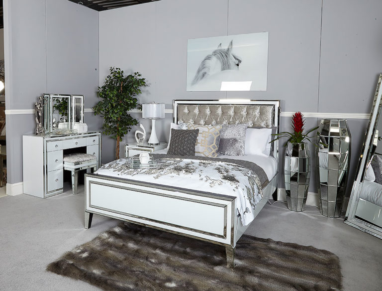 Madison White Glass 7 Drawer Mirrored Dressing Table Picture Perfect Home