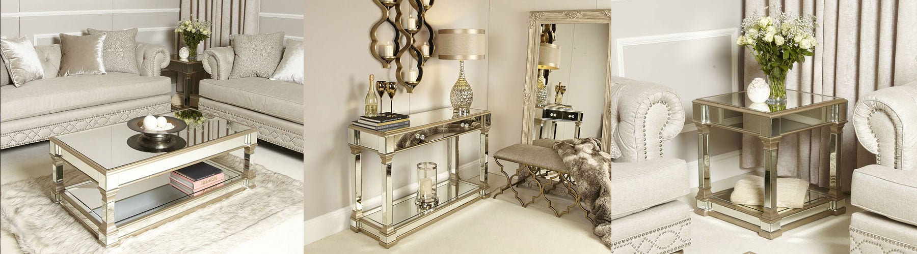 Georgia Mirrored 4 Drawer Console Table