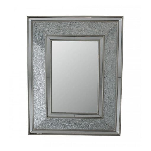 Silver Crackle Glass Oblong Wall Mirror