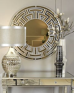 Athens Gold Round Mirrored Dining Table