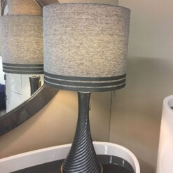 Grey Linen Pearl Swirl Table Lamp