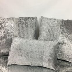 Silver Velvet Diamante Small Cushion