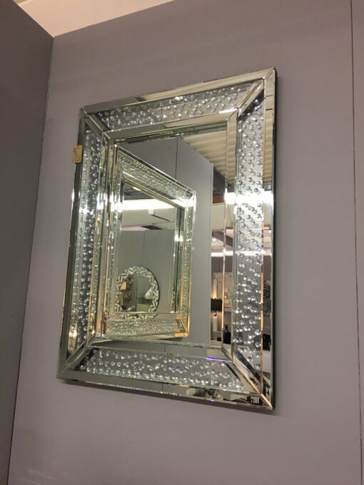 Floating Crystal Square Wall Mirror