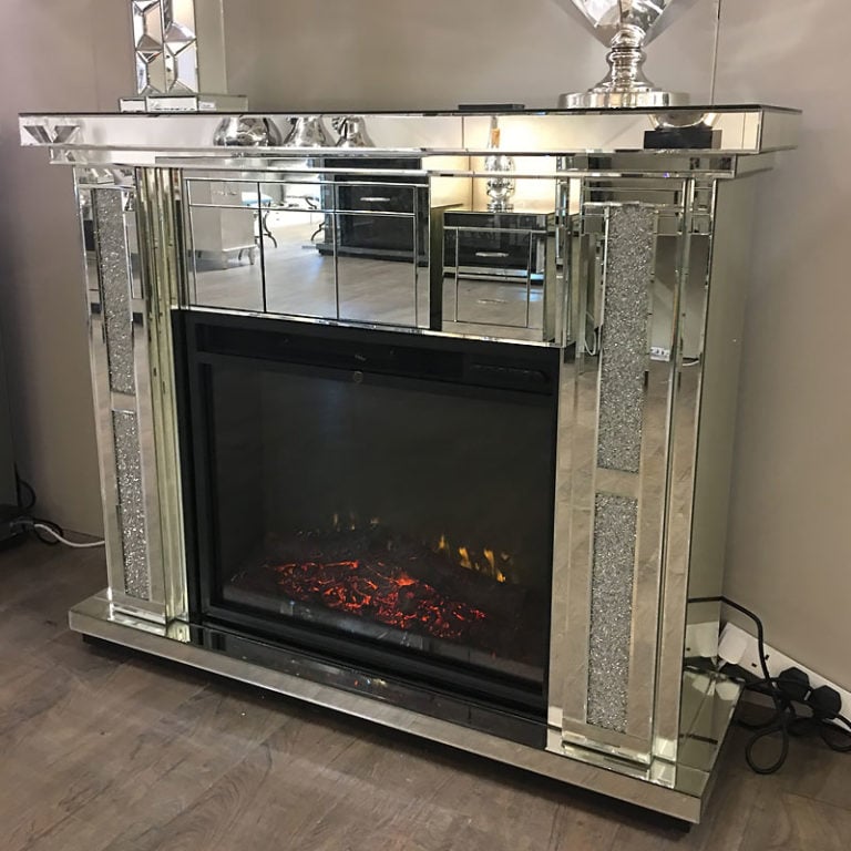 Diamond Glitz Mirrored Electric Fireplace | Picture Perfect Home