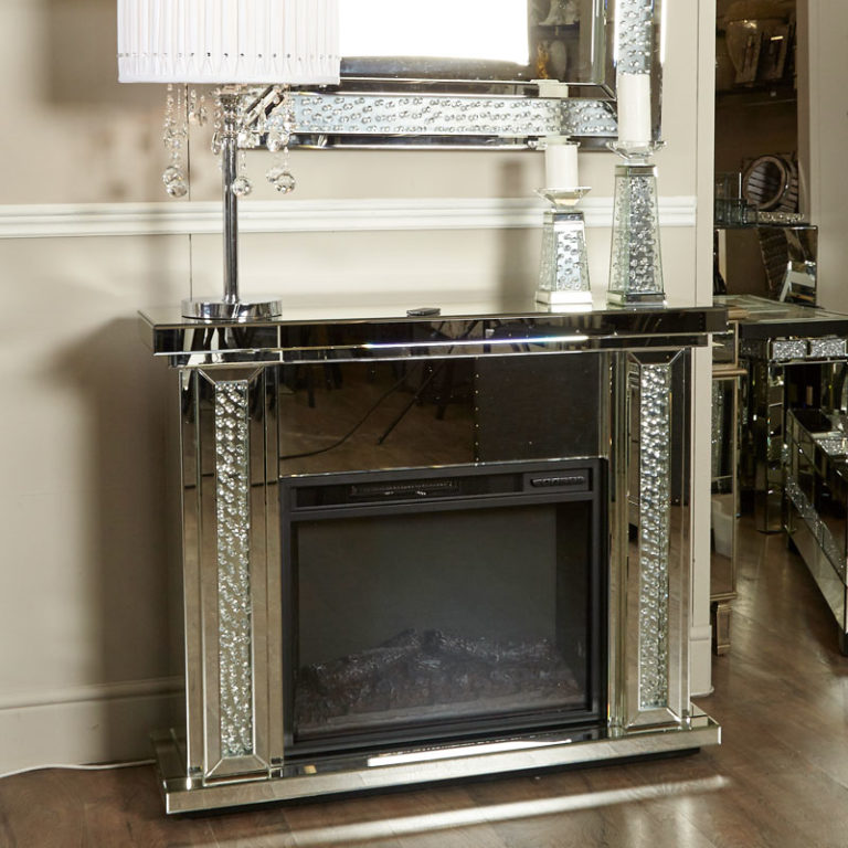 Floating Crystal Mirrored Electric Fireplace Picture Perfect Home