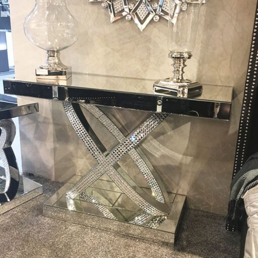 Tiffany Mirrored Double Ring Console Table