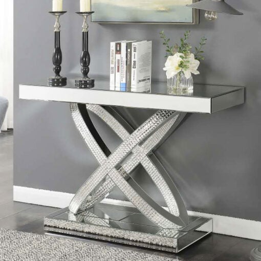 Tiffany Mirrored Double Ring Console Table
