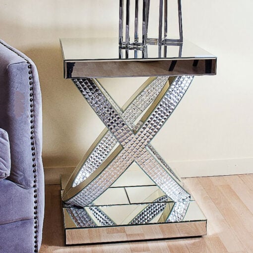 Tiffany Mirrored Double Ring End Table