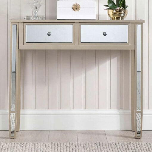 Georgia Champagne Luxe 2 Drawer Mirrored Dressing / Console Table