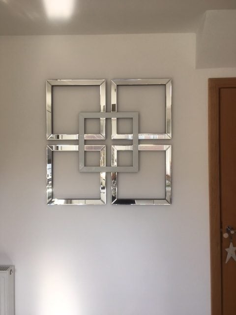 Madison White And Silver Mirrored Geo Mirror Wall Art Home Decor Picture