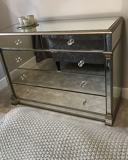 Athens Gold Mirrored 5 Drawer Chest of Drawers