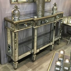 Belfry 3 Drawer Gold Mirrored Console Table