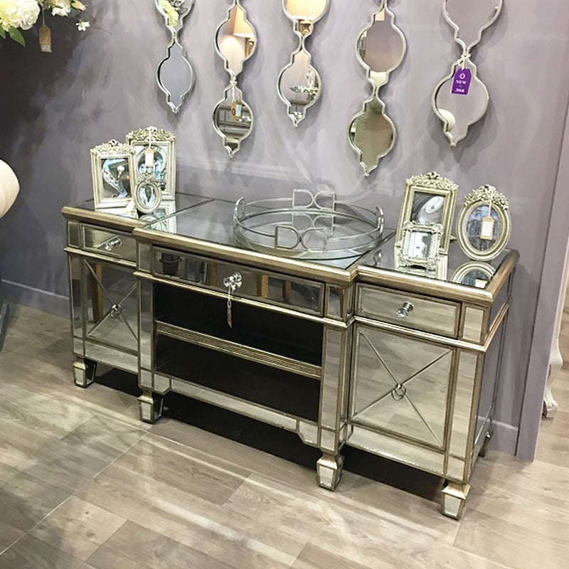 Belfry Champagne Gold Mirrored Tv Cabinet Picture Perfect Home