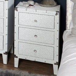 Blitz 3 Drawer Glitzy Sparkle Crystal Bedside Cabinet / Bedside Table