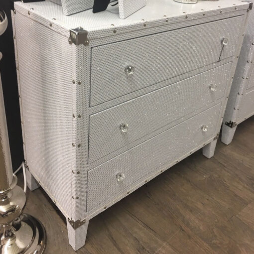 Blitz Large 3 Drawer Glitzy Sparkle Crystal Chest Cabinet