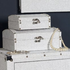 Blitz Set of 3 White Sparkle Jewellery Storage Trinket Make Up Boxes