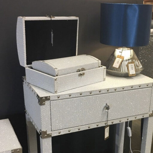 Blitz Set of 3 White Sparkle Jewellery Storage Trinket Make Up Boxes