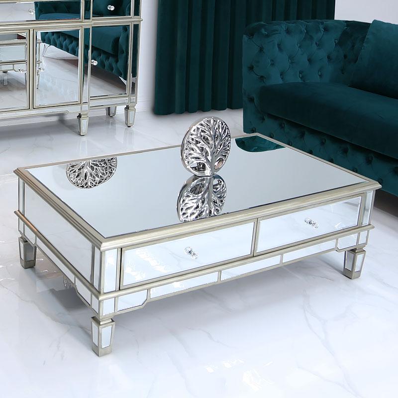Gold Mirrored Coffee Table - Chase Gold Leaf Mirrored Coffee Table : Gold coast mirrored round coffee table.