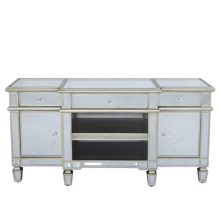 Canterbury Champagne Gold Mirrored TV Stand Entertainment Unit