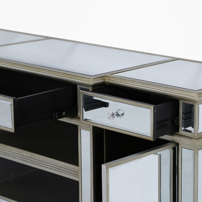 Canterbury Champagne Gold Mirrored TV Stand Entertainment Unit