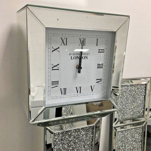 Crystal Squares Grandfather Mirrored Clock