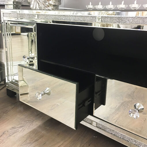 Diamond Glitz Mirrored Large TV Stand