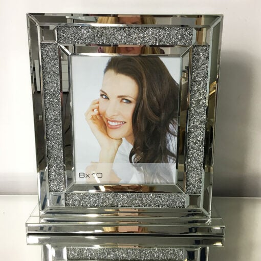Diamond Glitz Mirrored Silver Box Photo Frame