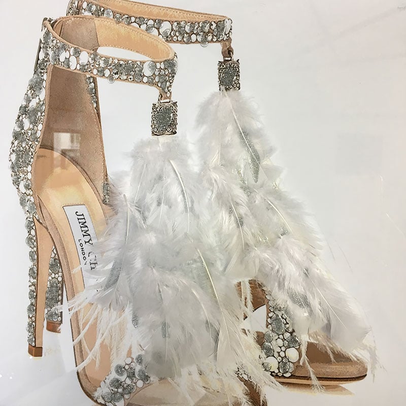 Jimmy Choo Feather Shoes Mirrored Picture Frame Wall Art | Picture ...